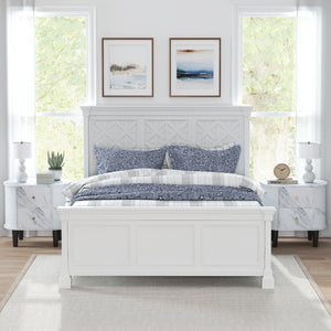 2-Drawer Nightstand Modern Faux Marble Bedside Table with Storage-White view 7