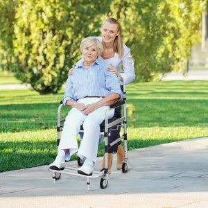 2-in-1 Aluminum Commode Shower Wheelchair with Locking Casters view 2