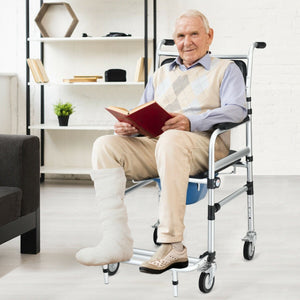 2-in-1 Aluminum Commode Shower Wheelchair with Locking Casters view 3