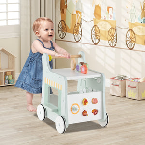 2-in-1 Baby Walker with Storage and Ice Creams for 1+ Years Old-Light Green view 2
