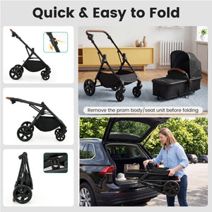 2-in-1 Convertible Baby Stroller with Car Seat Adapters-Black view 8