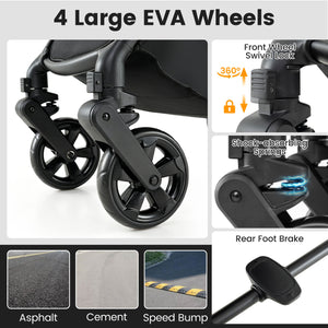 2-in-1 Convertible Baby Stroller with Car Seat Adapters-Gray view 9