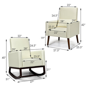 2-in-1 Fabric Upholstered Rocking Chair with Pillow-Beige view 5