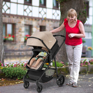 2 in 1 Foldable Pushchair Newborn Infant Baby Stroller-Coffee view 2