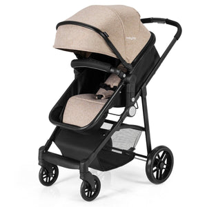 2 in 1 Foldable Pushchair Newborn Infant Baby Stroller-Coffee view 3