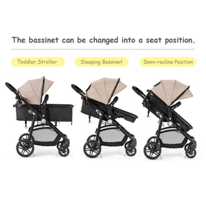 2 in 1 Foldable Pushchair Newborn Infant Baby Stroller-Coffee view 7