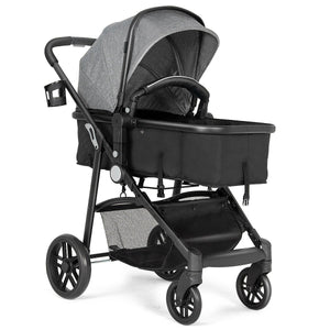 2 in 1 Foldable Pushchair Newborn Infant Baby Stroller-Gray view 5