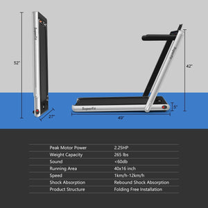 2-in-1 Electric Motorized Health and Fitness Folding Treadmill with Dual Display-Silver view 5