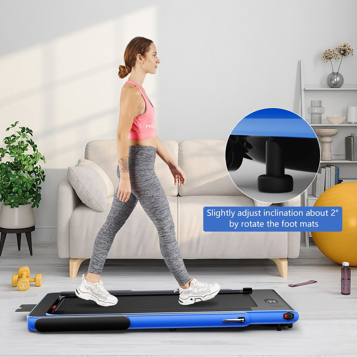 2.25HP 2 in 1 Folding Treadmill with APP Speaker Remote Control-Navy view 2