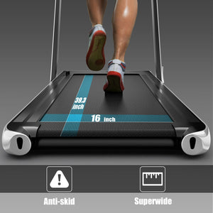 2.25HP 2 in 1 Folding Treadmill with APP Speaker Remote Control-Silver view 4