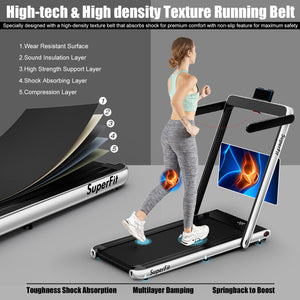 2.25HP 2 in 1 Folding Treadmill with APP Speaker Remote Control-Silver view 7