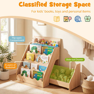 2-In-1 Kids Bookshelf & Toy Storage Organizer-Natural view 7