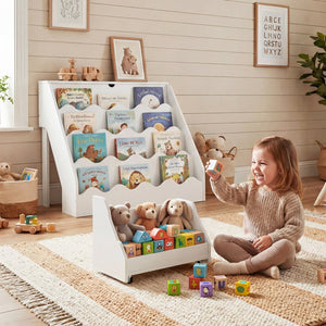 2-In-1 Kids Bookshelf & Toy Storage Organizer-White view 6