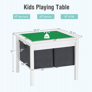 2-in-1 Kids Double-sided Activity Building Block Table with Drawers-White view 5