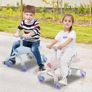 2-in-1 Kids Ride-on Push Car with LED Lighted Wheels-Pink view 2
