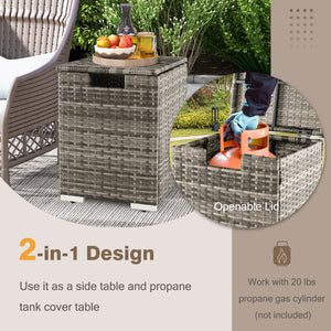 2-in-1 Patio Rattan Gas Propane Tank Cover for 20 lbs Propane Tanks-Gray view 6