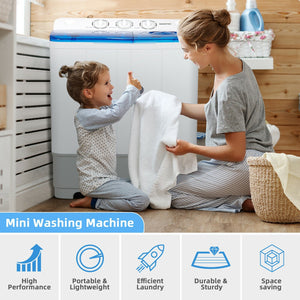 2-in-1 Portable 22lbs Capacity Washing Machine with Timer Control-Blue view 7