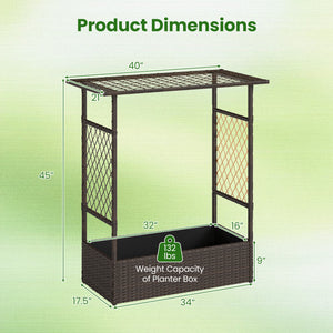 2-in-1 Raised Garden Bed with Hanging Roof and Trellises-Brown view 4