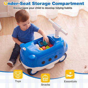 2-in-1 Ride On Push Car for Toddlers 1-3 Years Old with Horn-Blue view 7
