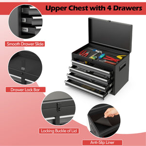 2-in-1 Rolling Tool Chest with 5 Sliding Lockable Drawers-Black & Gray view 8
