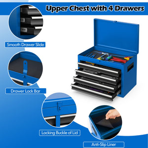 2-in-1 Rolling Tool Chest with 5 Sliding Lockable Drawers-Navy view 8