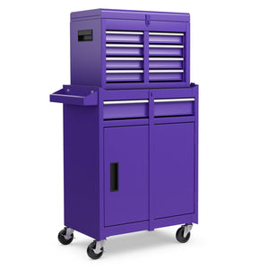 2-in-1 Rolling Tool Chest with 5 Sliding Lockable Drawers-Purple view 4
