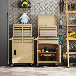 2-in-1 Rolling Tool Chest with 5 Sliding Lockable Drawers-Yellow view 2