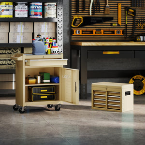 2-in-1 Rolling Tool Chest with 5 Sliding Lockable Drawers-Yellow view 5