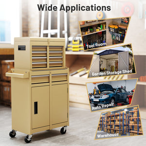 2-in-1 Rolling Tool Chest with 5 Sliding Lockable Drawers-Yellow view 9