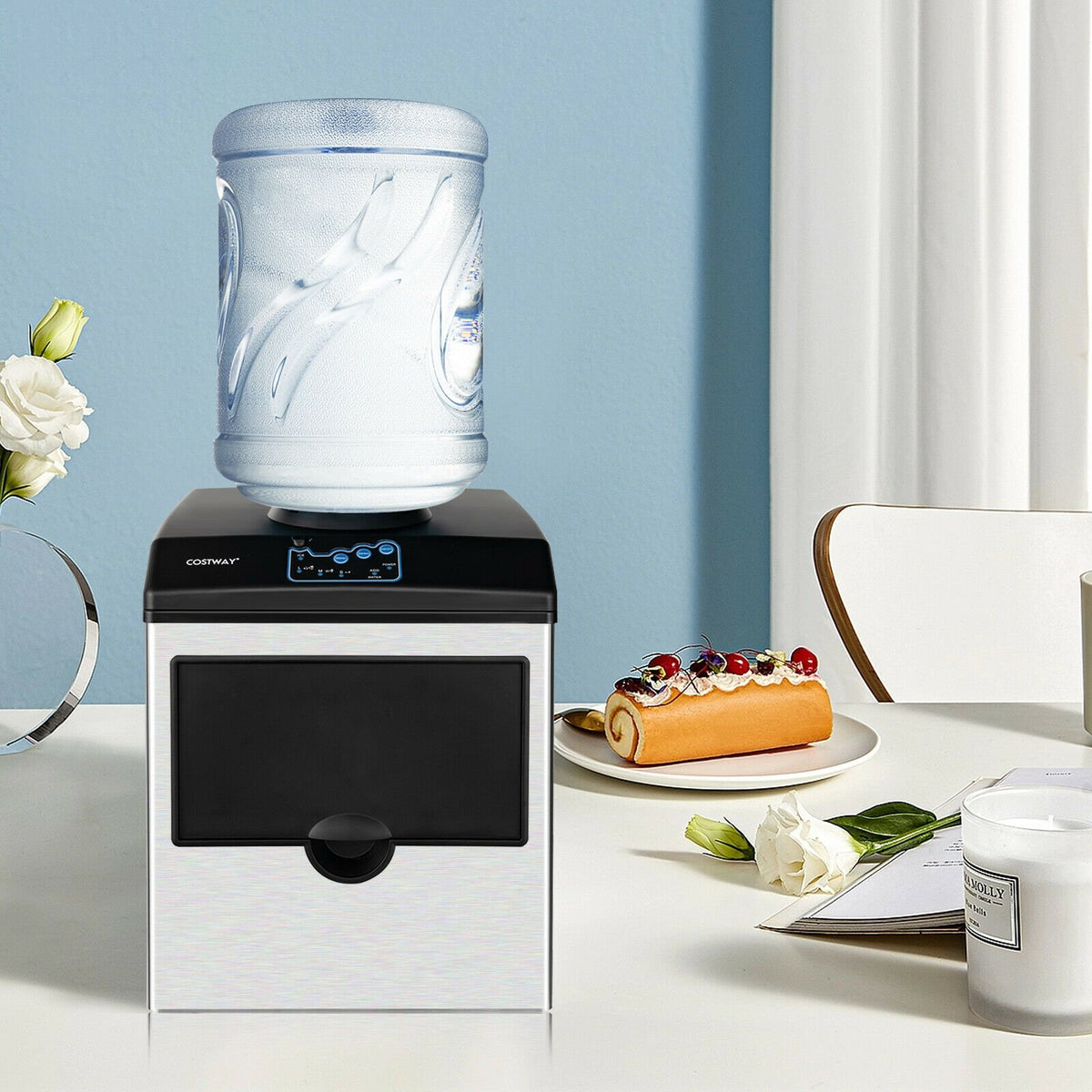 2-in-1 Stainless Steel Countertop Ice Maker with Water Dispenser view 2