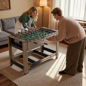 2-in-1 Swivel Foosball and Pool Combo Game Table -Natural view 2