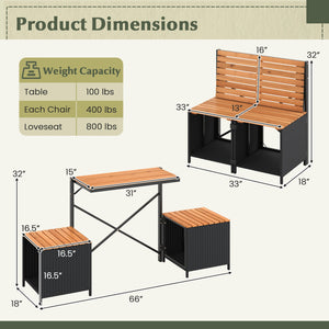 2-in-1 Transforming Picnic Table and Chairs Set with Storage view 4