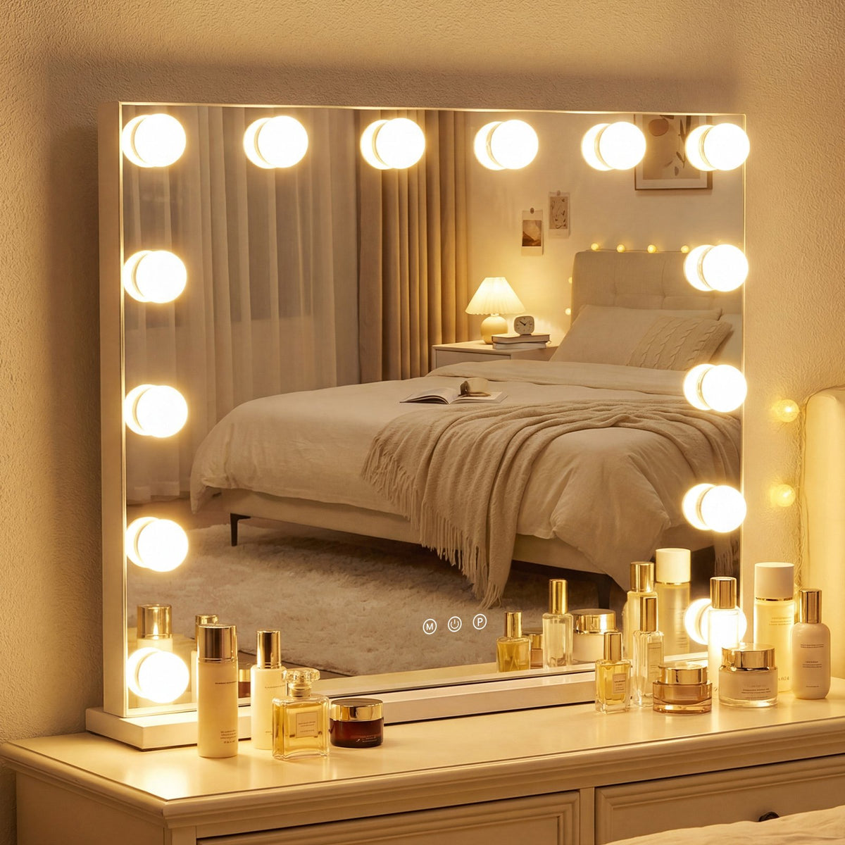 2-in-1 Vanity Mirror with 14 Dimmable LED Bulbs view 2