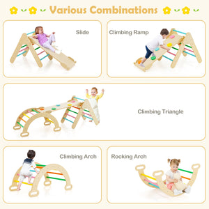5-in-1 Wooden Kids Climber Toys with Triangle Arch Ramp-Multicolor view 7