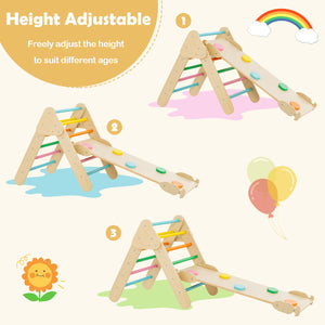 5-in-1 Wooden Kids Climber Toys with Triangle Arch Ramp-Multicolor view 8