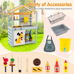 2 in 1 Wooden Mud Kitchen with Removable Water Box, and Storage Bag-Gray view 9