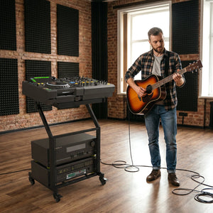 2 Layer Professional Audio Rack Mount with Adjustable Crossbars view 2