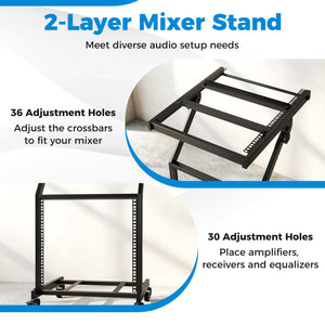 2 Layer Professional Audio Rack Mount with Adjustable Crossbars view 8
