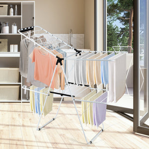 2-Tier Foldable Clothes Drying Rack with Adjustable Gullwing view 2
