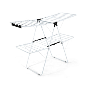 2-Tier Foldable Clothes Drying Rack with Adjustable Gullwing view 4