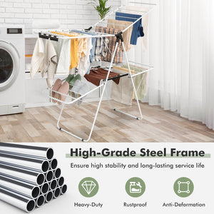 2-Tier Foldable Clothes Drying Rack with Adjustable Gullwing view 7