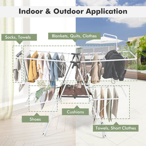 2-Tier Foldable Clothes Drying Rack with Adjustable Gullwing view 9