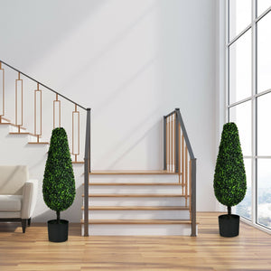 2 Pack 3 Feet Artificial Tower UV Resistant Indoor Outdoor Topiary Tree view 2
