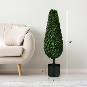 2 Pack 3 Feet Artificial Tower UV Resistant Indoor Outdoor Topiary Tree view 4