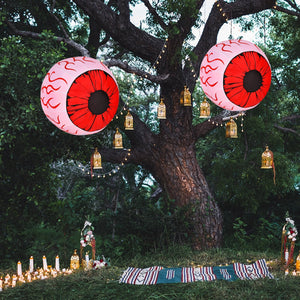 2 Pack 3 Feet Halloween Inflatable Eyeballs with Air Blower view 3