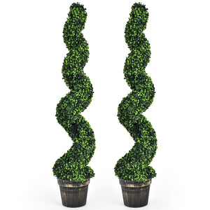 2 Pack 4 Feet Artificial Spiral Boxwood Topiary Indoor Outdoor Decor view 4