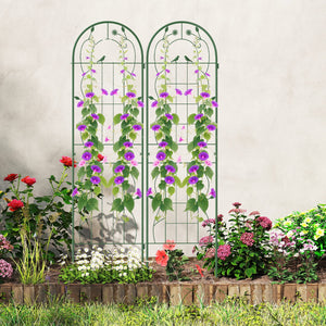 2 Pack 71 x 20 Inch Metal Garden Trellis Rustproof Plant Support for Climbing Plants-Green view 2