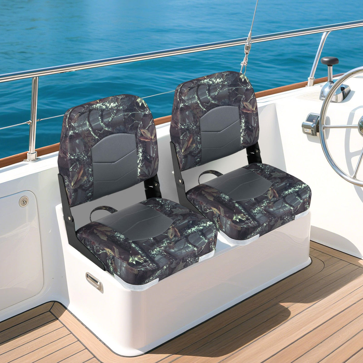 2-Pack Boat Seats with Thick Sponge Padding-Camouflage view 2