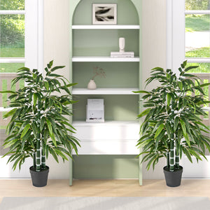 2 Pack Fake Bamboo Leave Tree with 3 PE Bamboo Trunk-Green view 9