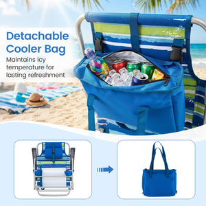 2 Pack Portable Folding Beach Chair with 7-Position Backrest-Blue view 6